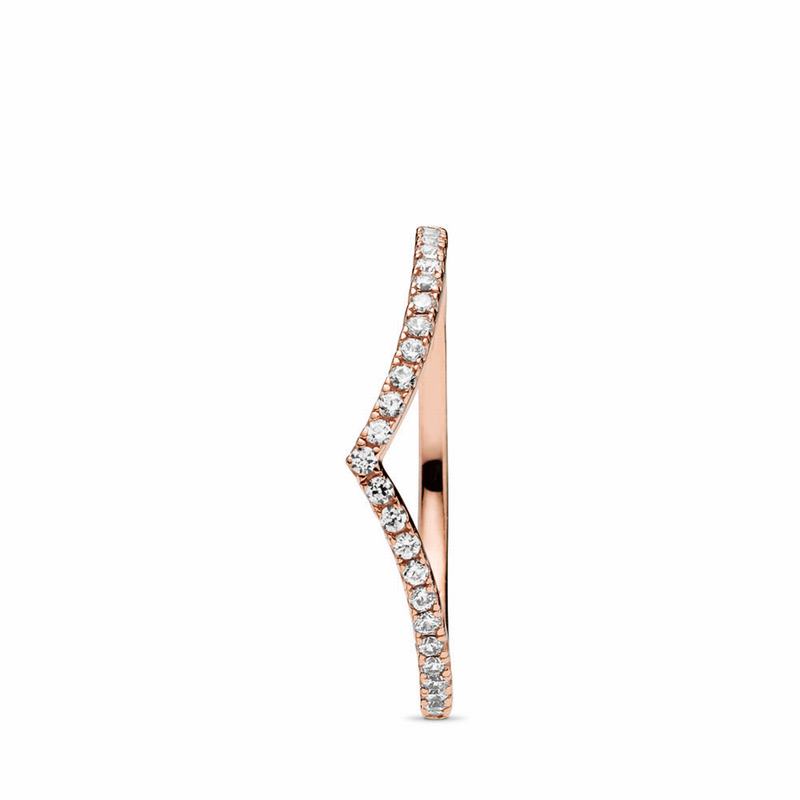 Pandora Australia Sparkling Wishbone Stackable Ring - Pandora Rose™ | UPFRHA908